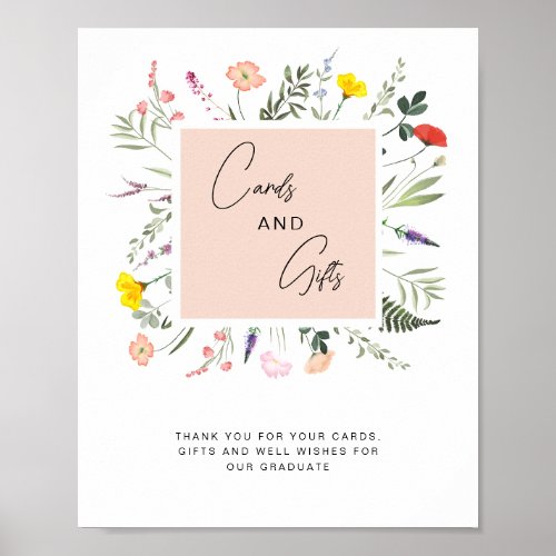 Elegant Graduate Wildflower Cards and Gifts Sign