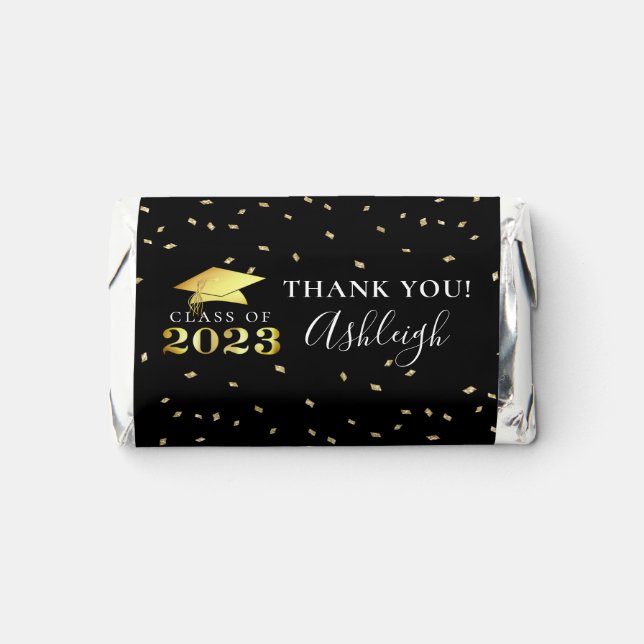 Elegant Graduation 2022 Black Gold Thank You Hershey's Miniatures (Front)