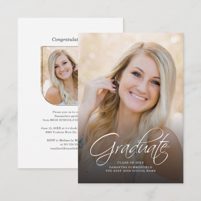Elegant Graduation 2022 Modern Photo Grad Party (Front/Back)