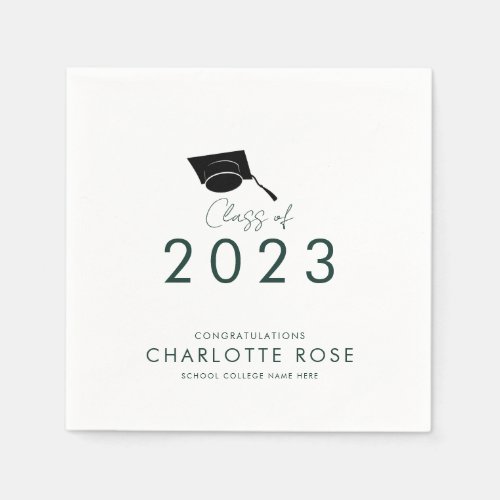 Elegant Graduation 2024 Green Script Grad Party Napkins