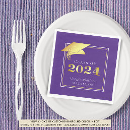 Elegant Graduation 2024 Purple Gold Personalized Napkins