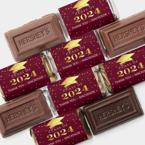 Elegant Graduation 2024 Thank You Maroon Gold Hersheys Miniatures