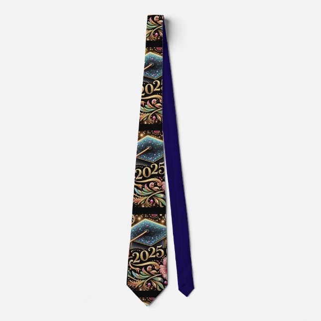 Elegant Graduation 2025 Design 2 Neck Tie (Front)