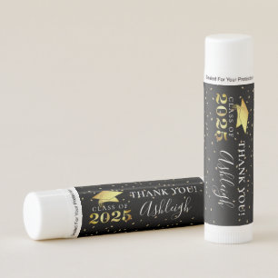 Elegant Graduation 2025 Gold Thank You Your Color Lip Balm