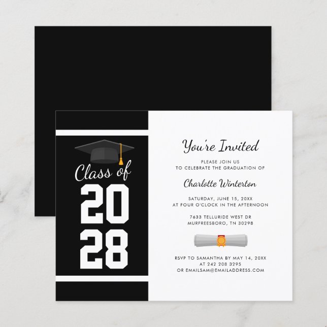 Elegant Graduation 2025 Grad Party Invitation (Front/Back)