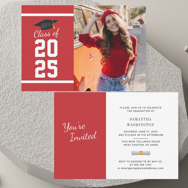 Elegant Graduation 2025 Photo Party Invitation (2025 Graduation Photo Party Mini Invitation)