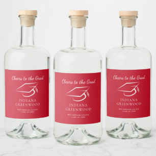 Elegant Graduation 2025 Script Red Grad Party Liquor Bottle Label