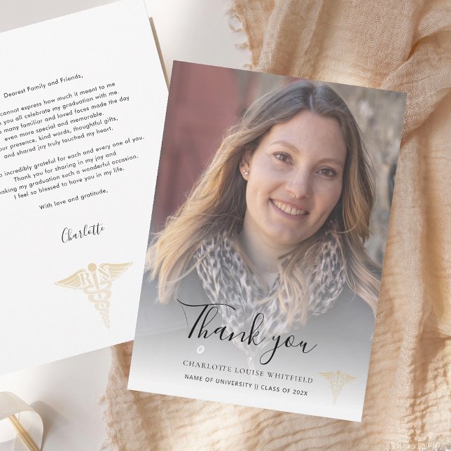 Elegant Graduation 2026 Nurse Pinning Thank You Card (Elegant Graduation 2025 Nurse Pinning Thank You Card)