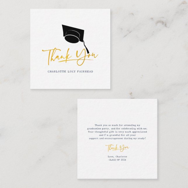 Elegant Graduation 2026 Script Thank You Note Card (Front/Back)