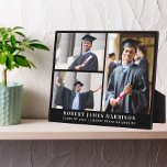 Elegant Graduation 3 Photo Collage Black Plaque<br><div class="desc">Elegant graduation keepsake black photo plaque to celebrate your graduate featuring a three picture collage and his or her name,  class year and school in elegant modern white typography.</div>