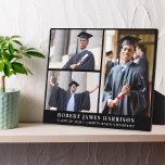 Elegant Graduation 3 Photo Collage Black Plaque<br><div class="desc">Elegant graduation keepsake black photo plaque to celebrate your graduate featuring a three picture collage and his or her name,  class year and school in elegant modern white typography.</div>