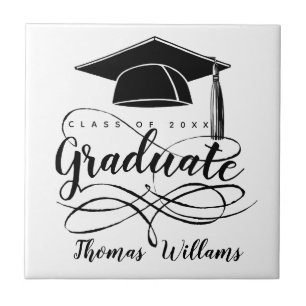 Elegant Graduation Add Name and Year Ceramic Tile