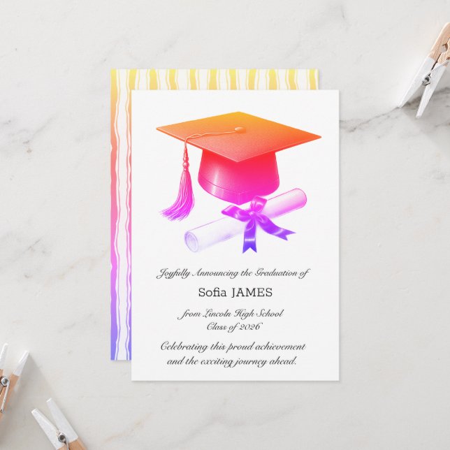 Elegant Graduation Announcement Card (Front/Back In Situ)