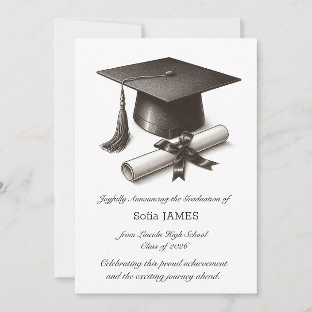 Elegant Graduation Announcement Card (Front)
