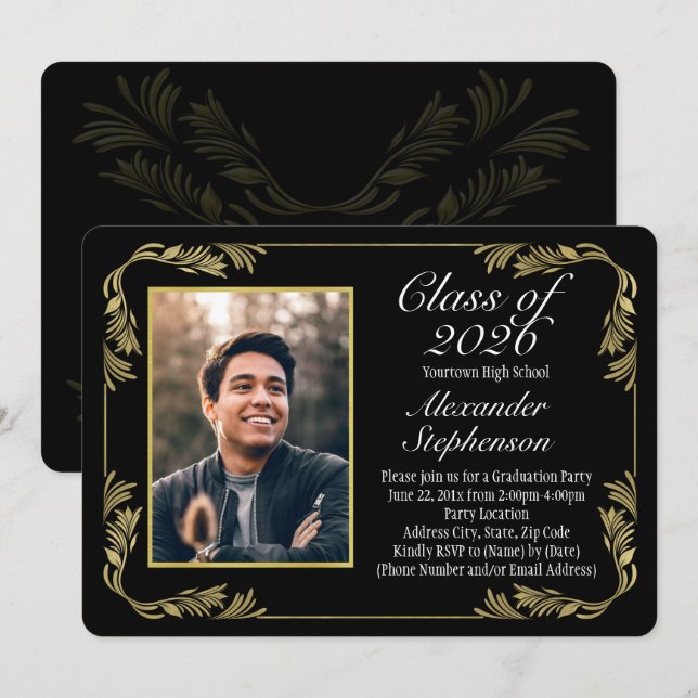 Elegant Graduation Announcements Luxury Photo (Front/Back)