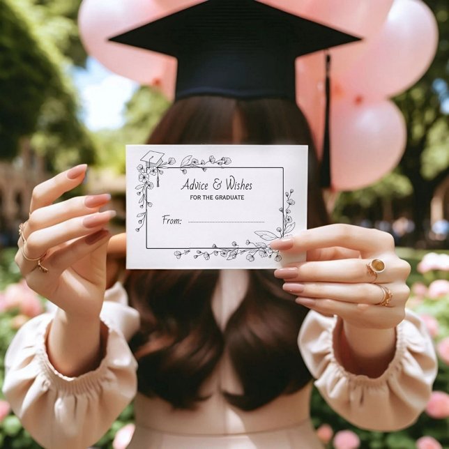 Elegant Graduation Black and white Floral Border Enclosure Card (Creator Uploaded)