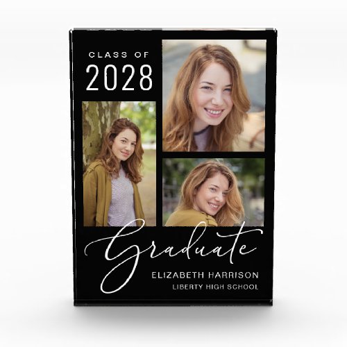 Elegant Graduation Black Photo Block