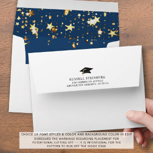 Elegant Graduation Blue Gold Stars Return Address Envelope