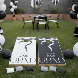 Elegant Graduation Bow Personalized Cornhole Set