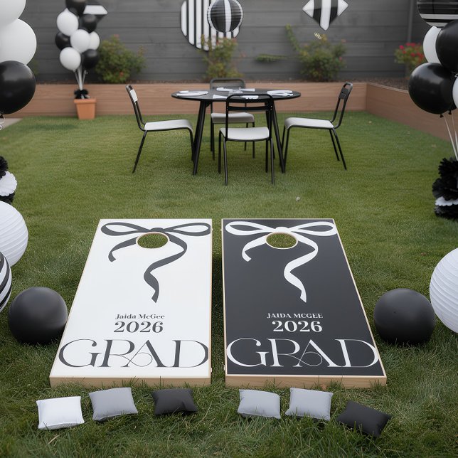 Elegant Graduation Bow Personalized Cornhole Set (Elegant Bow Personalized Graduation Corn hole Set)