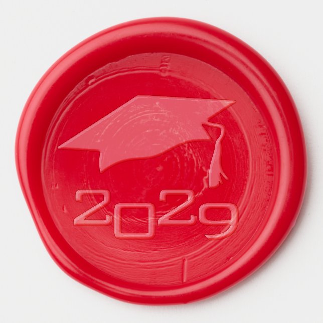 Elegant Graduation Cap Class Year Wax Seal Sticker (Front)