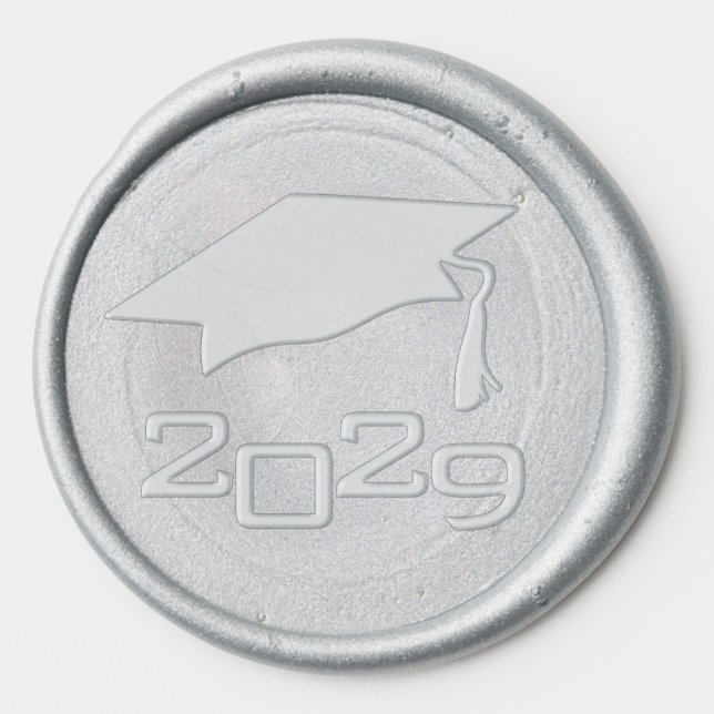 Elegant Graduation Cap Class Year Wax Seal Sticker (Front)
