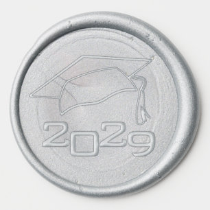 Elegant Graduation Cap Class Year Wax Seal Sticker
