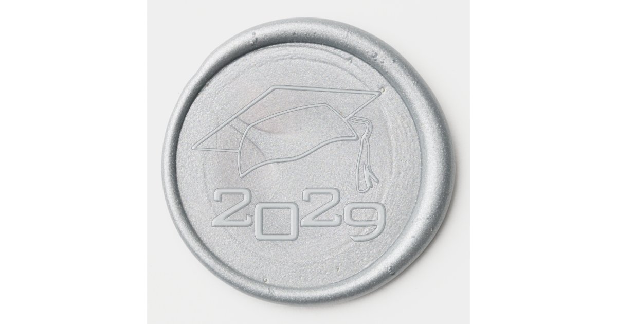 Elegant Graduation Cap Class Year Wax Seal Sticker | Zazzle