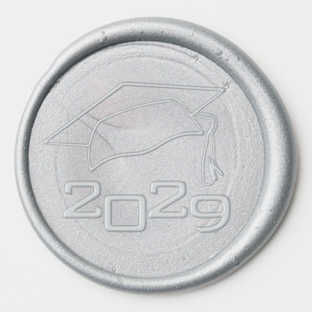 Elegant Graduation Cap Class Year Wax Seal Sticker (Front)