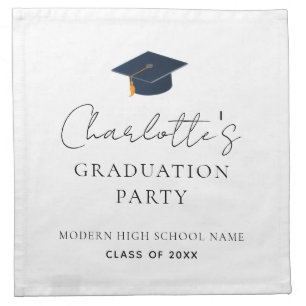 Elegant Graduation Cap & Custom Name Cloth Napkin
