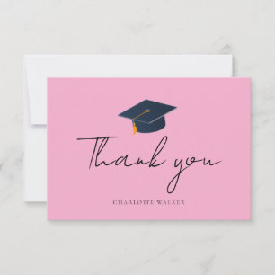 Elegant Graduation Cap & Custom Name Thank You Card
