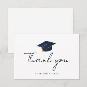 Elegant Graduation Cap & Custom Name Thank You Card