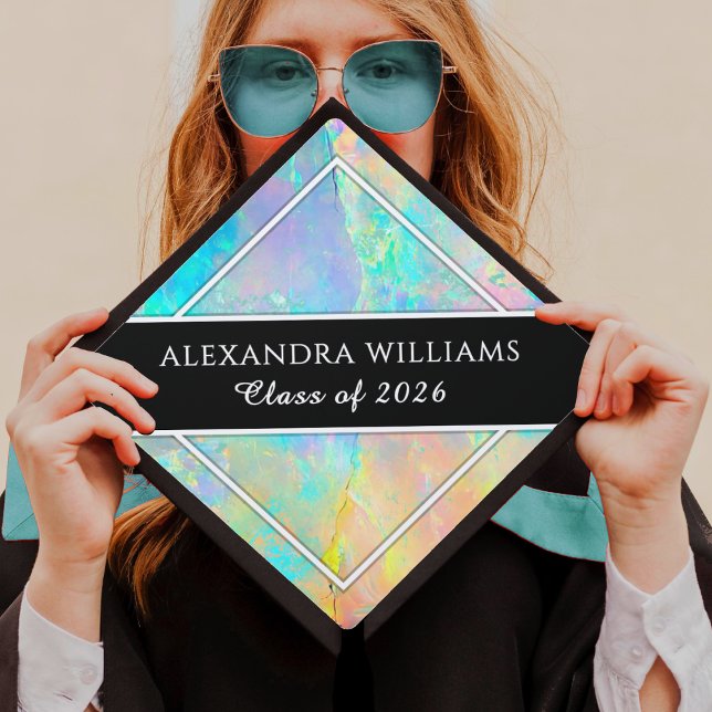Elegant Graduation Cap Topper – Opal Background (Creator Uploaded)