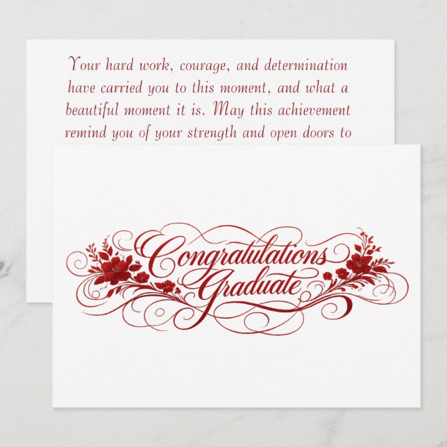 Elegant Graduation Card with Heartfelt Message  (Front/Back)
