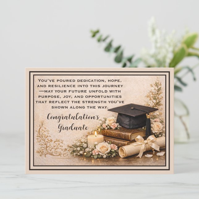 Elegant Graduation Card with Inspirational Message (Standing Front)