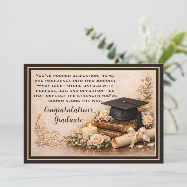 Elegant Graduation Card with Inspirational Message (Standing Front)