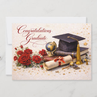 Elegant Graduation Card with Red Roses