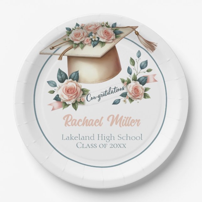 Elegant Graduation Celebration Design Paper Plates (Front)