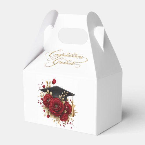 Elegant Graduation Celebration • Gold Script  Favor Boxes