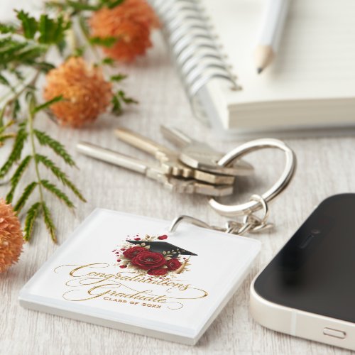 Elegant Graduation Celebration • Gold Script Keychain