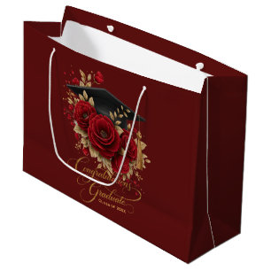 Elegant Graduation Celebration • Gold Script Large Gift Bag