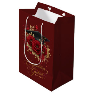 Elegant Graduation Celebration • Gold Script  Medium Gift Bag