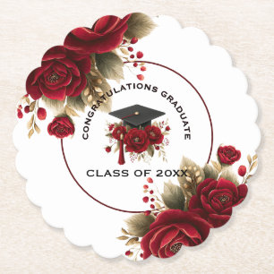Elegant Graduation Celebration • Gold Script Paper Coaster