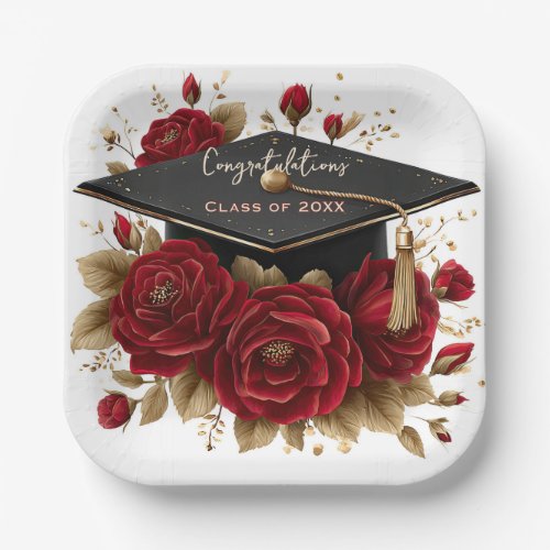 Elegant Graduation Celebration • Gold Script  Paper Plates