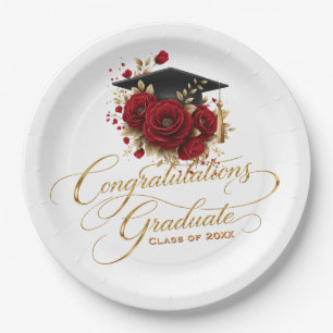 Elegant Graduation Celebration • Gold Script Paper Plates