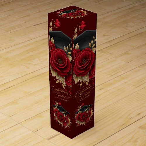 Elegant Graduation Celebration • Gold Script  Wine Box