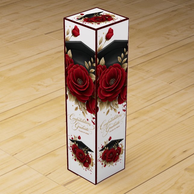 Elegant Graduation Celebration • Gold Script  Wine Box (Front)