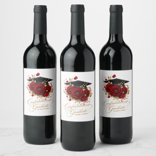 Elegant Graduation Celebration • Gold Script  Wine Label