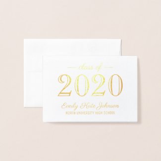 Elegant Graduation Class of 2020 | Gold Thank You Foil Card