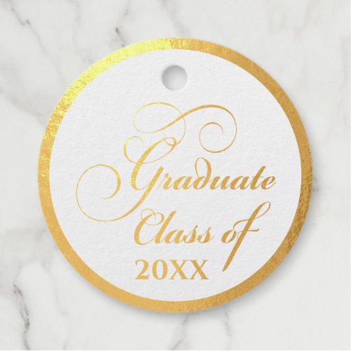 Elegant Graduation Class School Color Congrats Foil Favor Tags